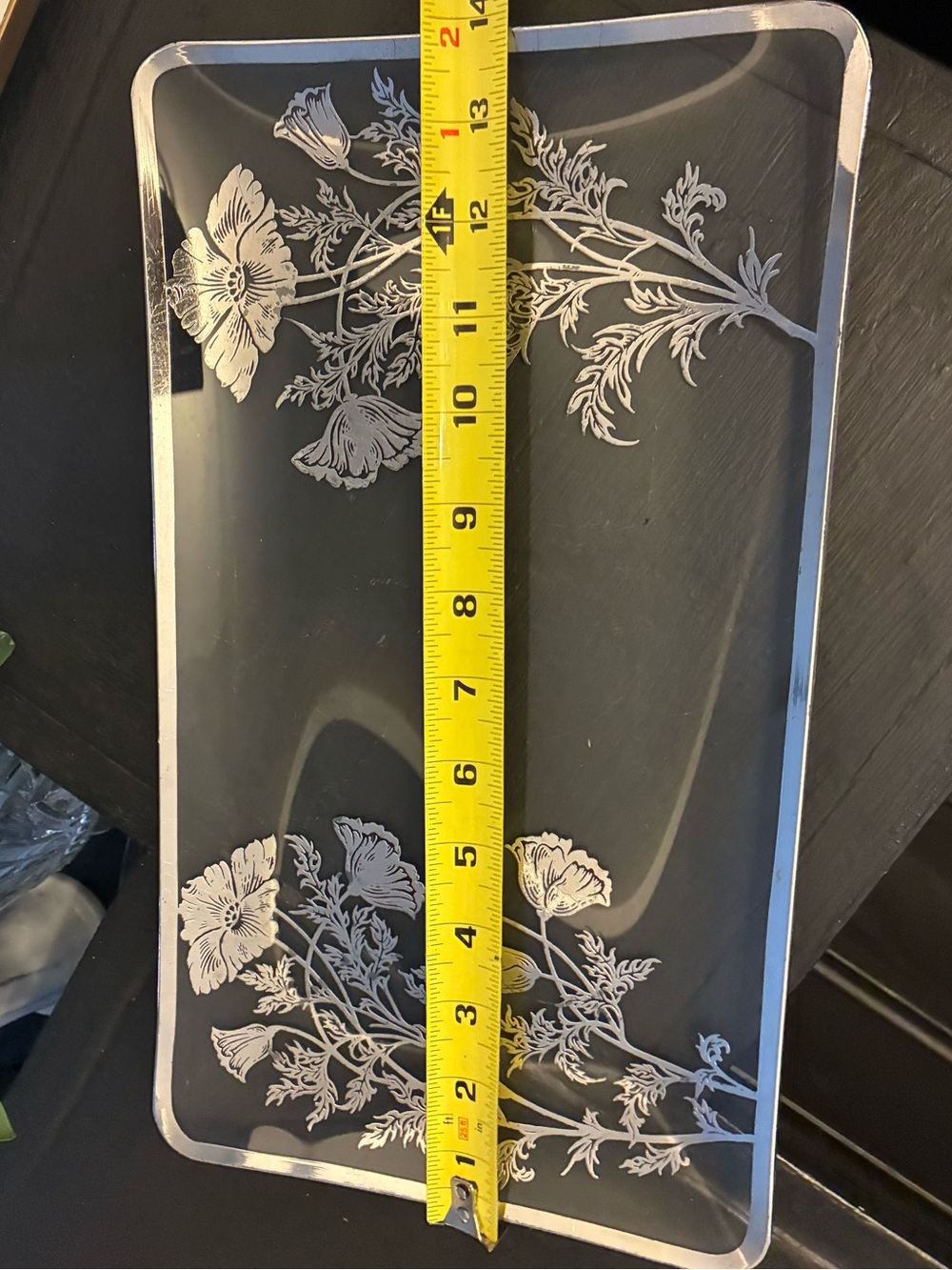 Vintage Silver City Poppy Floral Glass Vanity Tray| Cottagecore Grandmillennial - Picture 8 of 9